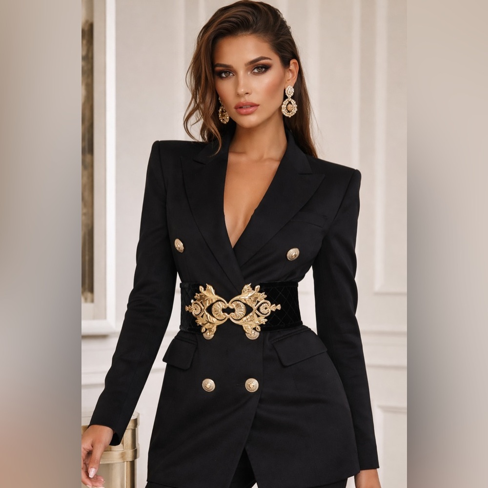 Balmain Velvet Leather Waist Belt – 100% Authentic